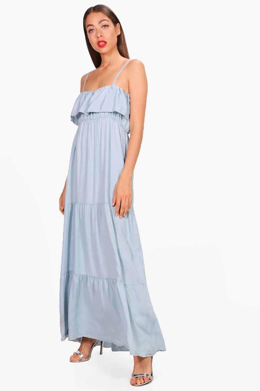 Ruffle Tiered Denim Maxi Dress image number 1