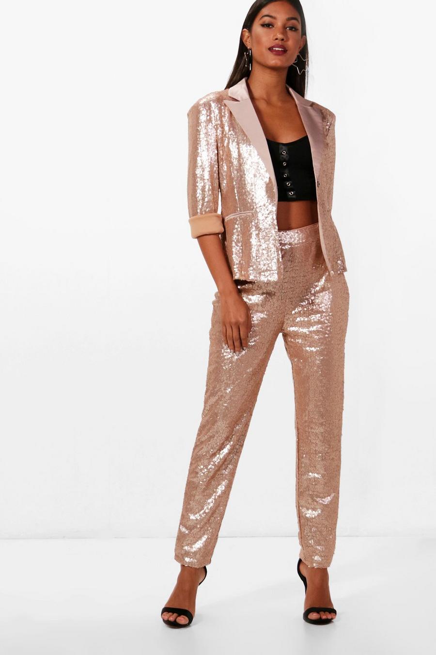 Champagne Boutique Sequin Tailored Suit Trouser image number 1