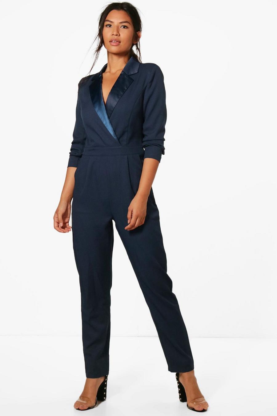 Tailored Tux Jumpsuit, Navy image number 1