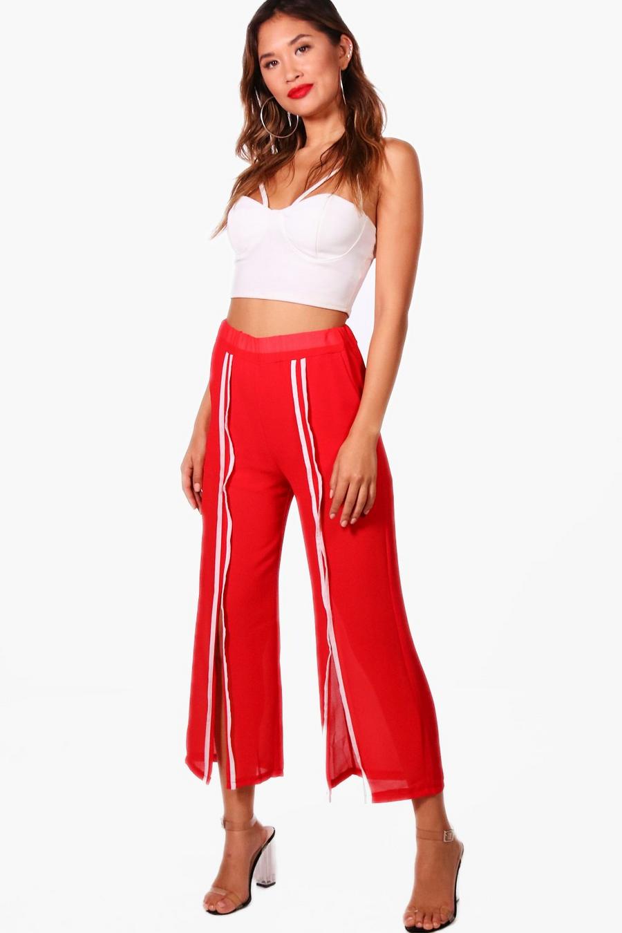 Front Split Striped Trousers image number 1