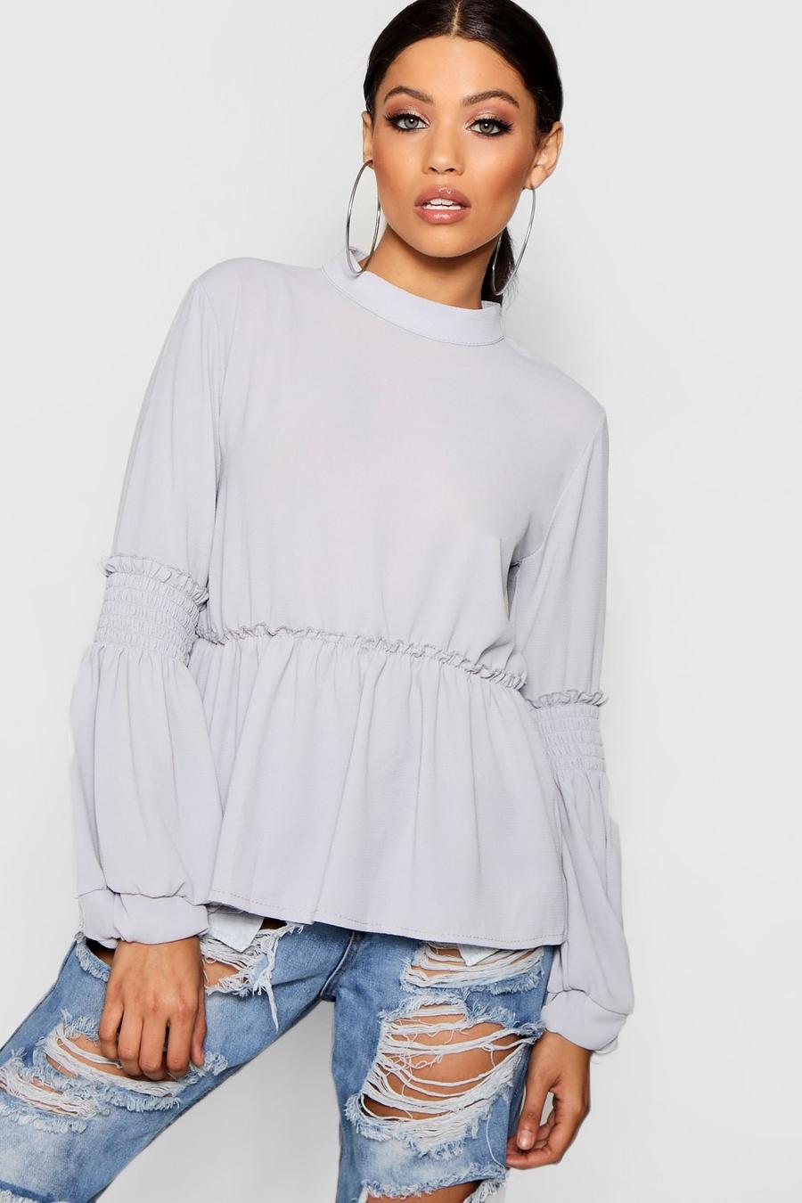 Sheared Balloon Sleeve Blouse image number 1