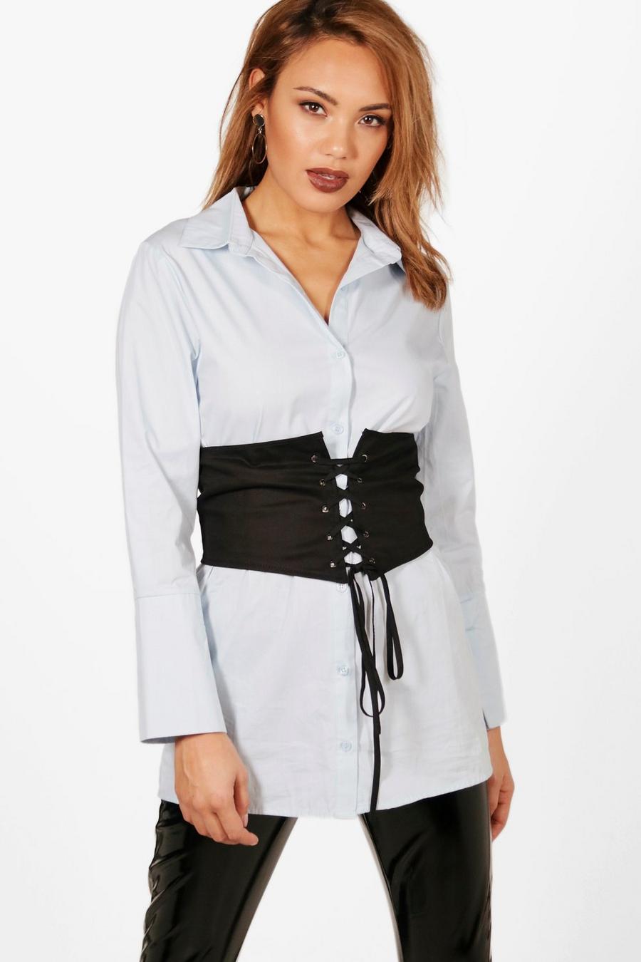 Camicia ad hoc con cintura a corsetto rimovibile, Azzurro image number 1