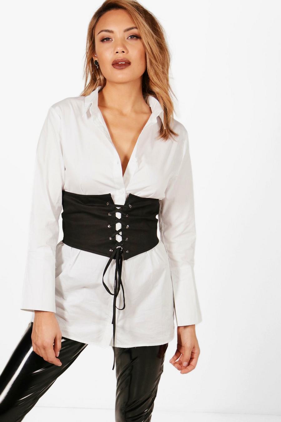 Camicia ad hoc con cintura a corsetto rimovibile, Avorio image number 1