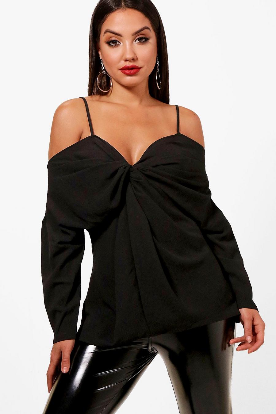 Twist Front Blouse, Black image number 1