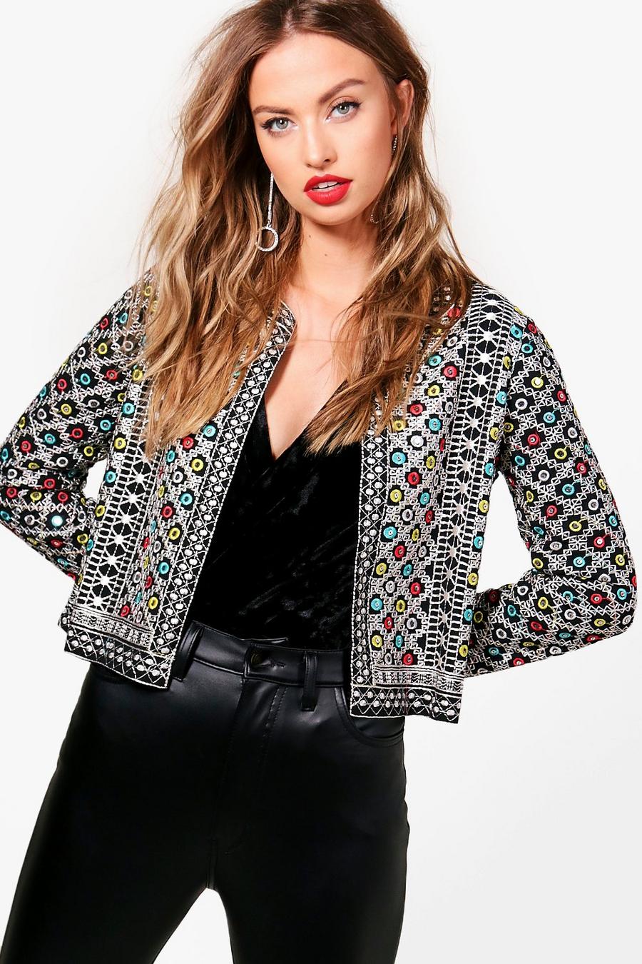 Black Boutique Embroidered Trophy Jacket image number 1