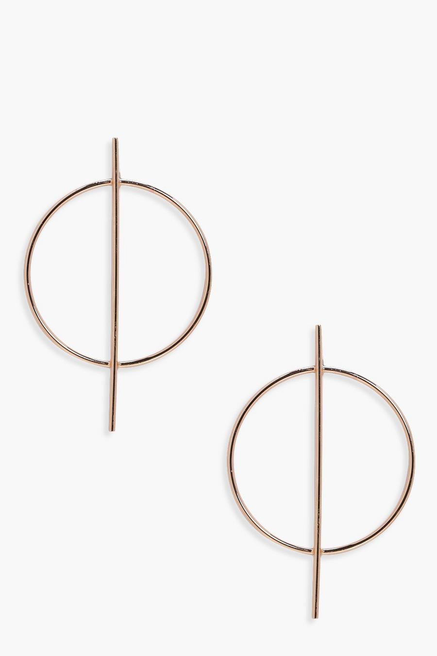 Gold Circle And Bar Hoop Earrings image number 1