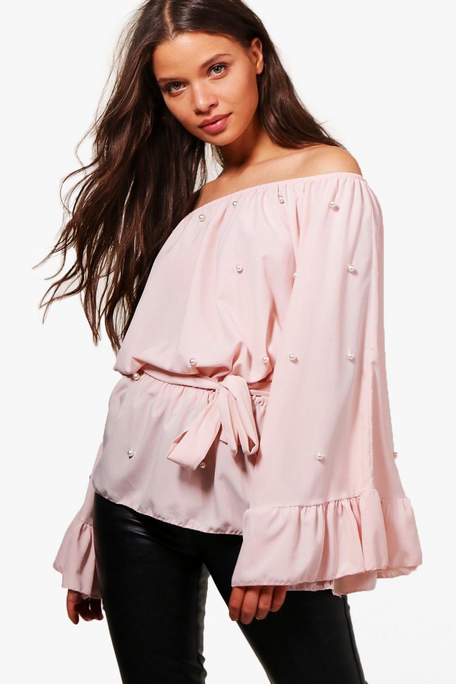 Blush Pearl Off The Shoulder Ruffle Blouse image number 1