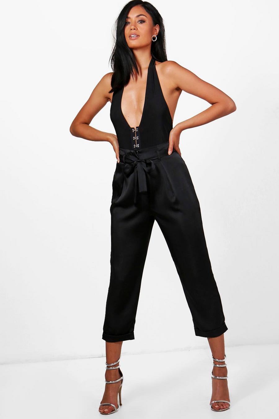 High Waist Belted Cropped Pants image number 1