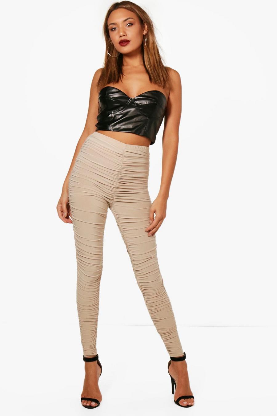 All Over Ruched Soft Touch Leggings, Sand image number 1