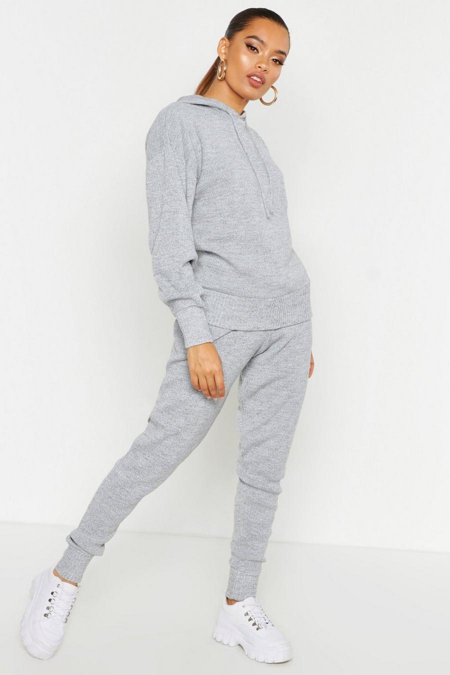 Grey Hooded Knitted Tracksuit image number 1