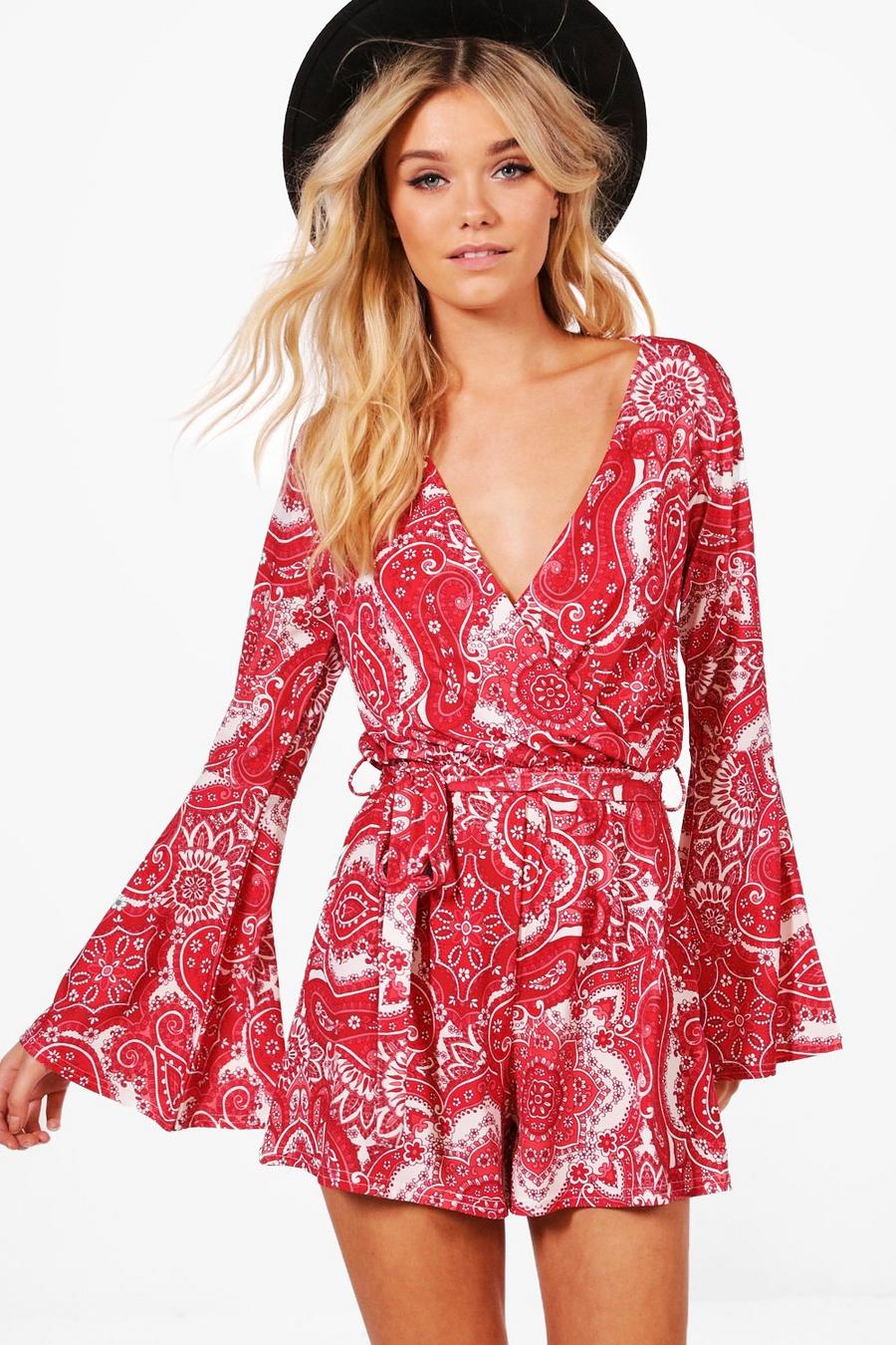 Rood Paisley Wikkel Playsuit image number 1