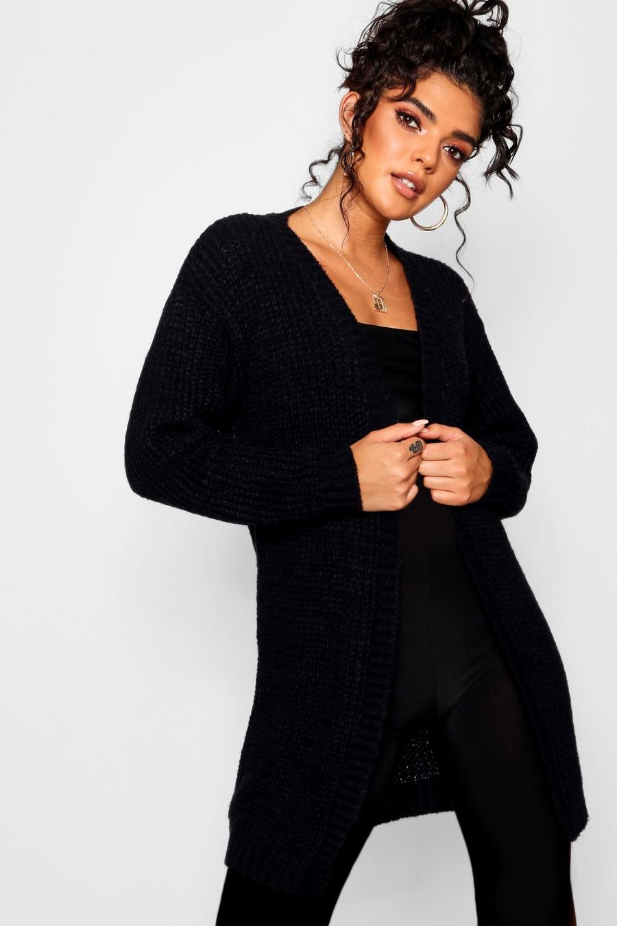 Black Long Edge To Edge Midi Cardigan image number 1