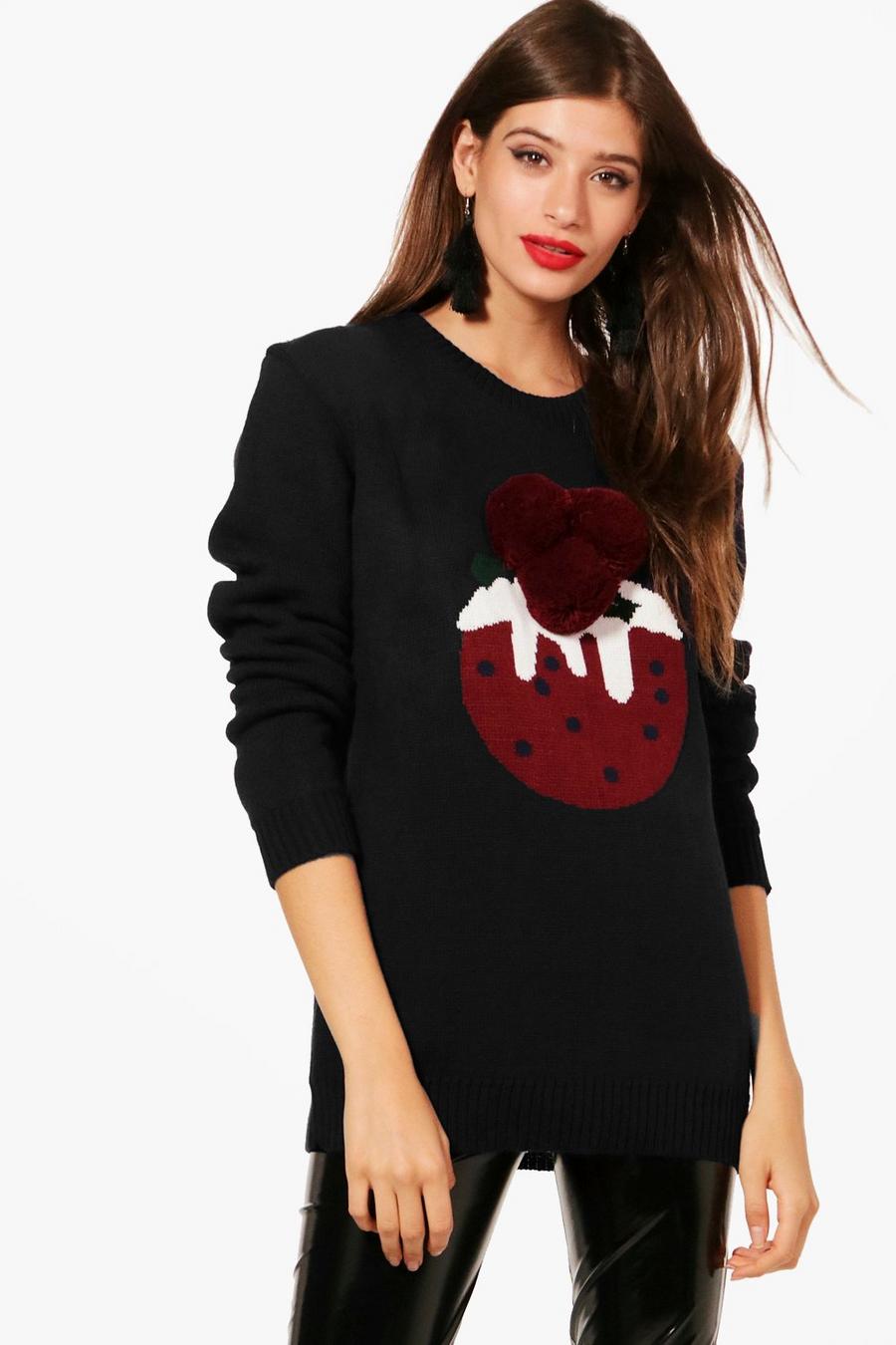 Black Paige Pom Pom Xmas Pudding Christmas Sweater image number 1