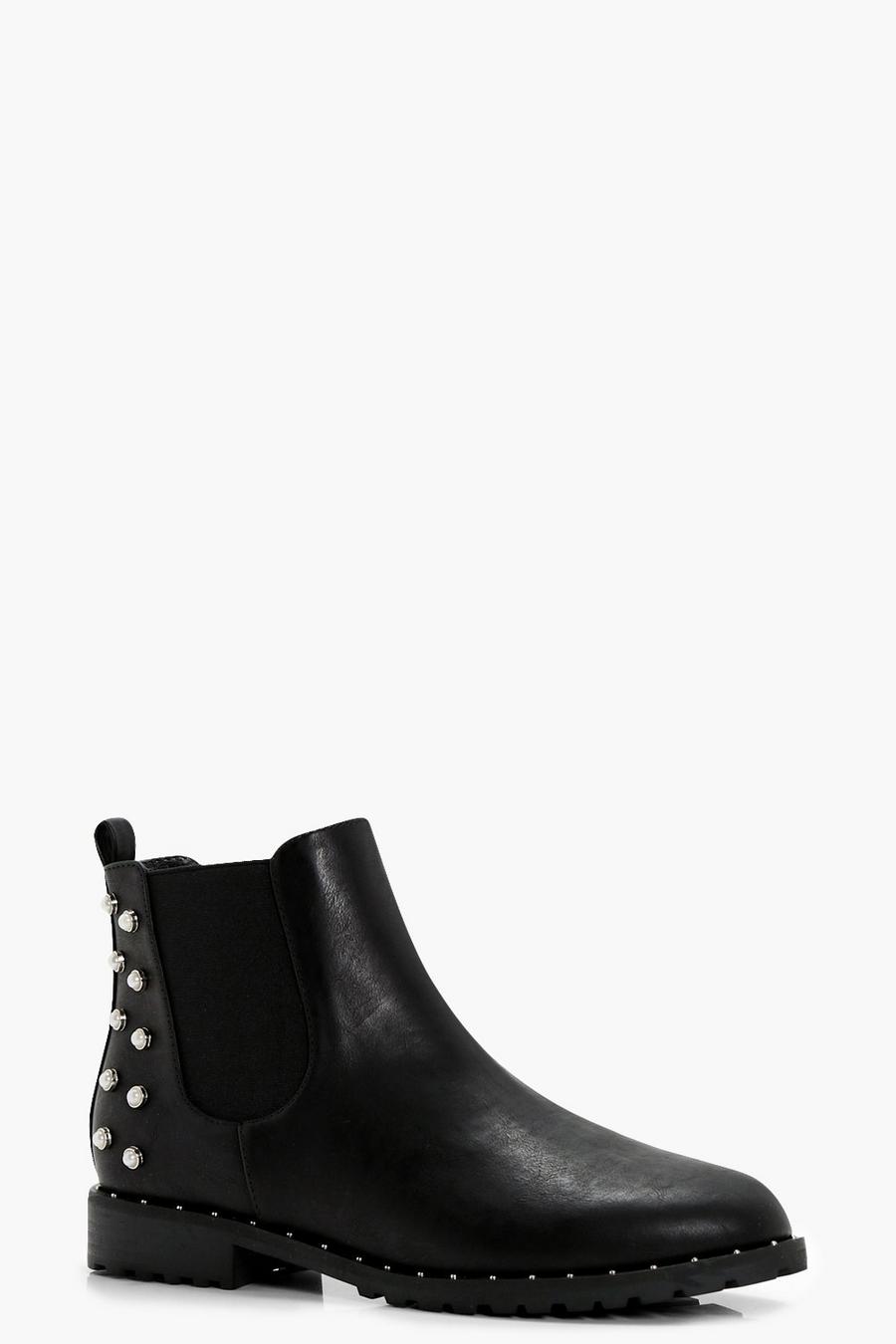 Pearl Stud Chelsea Ankle Boots, Black image number 1