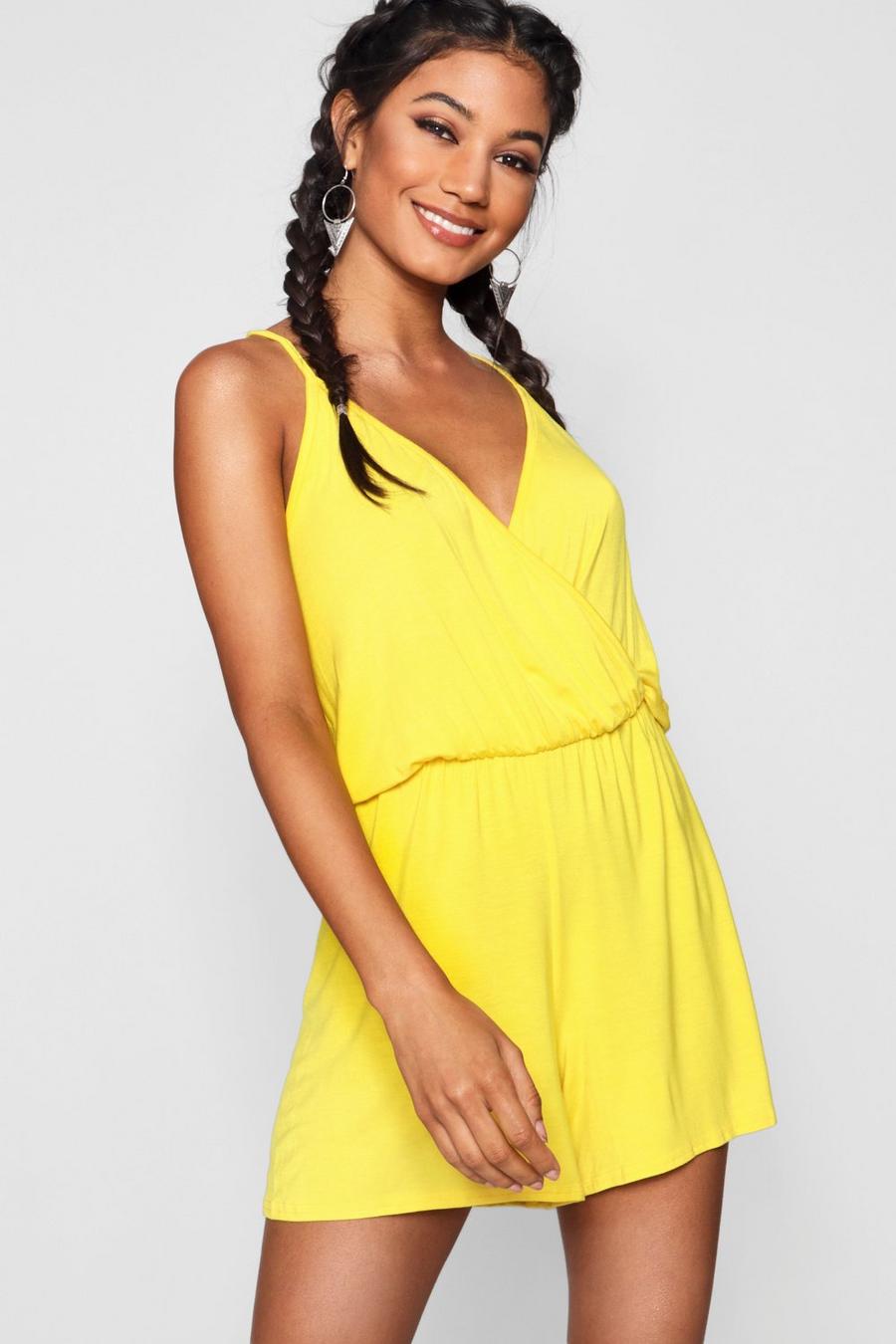 Yellow Wrap Over Cami Playsuit image number 1