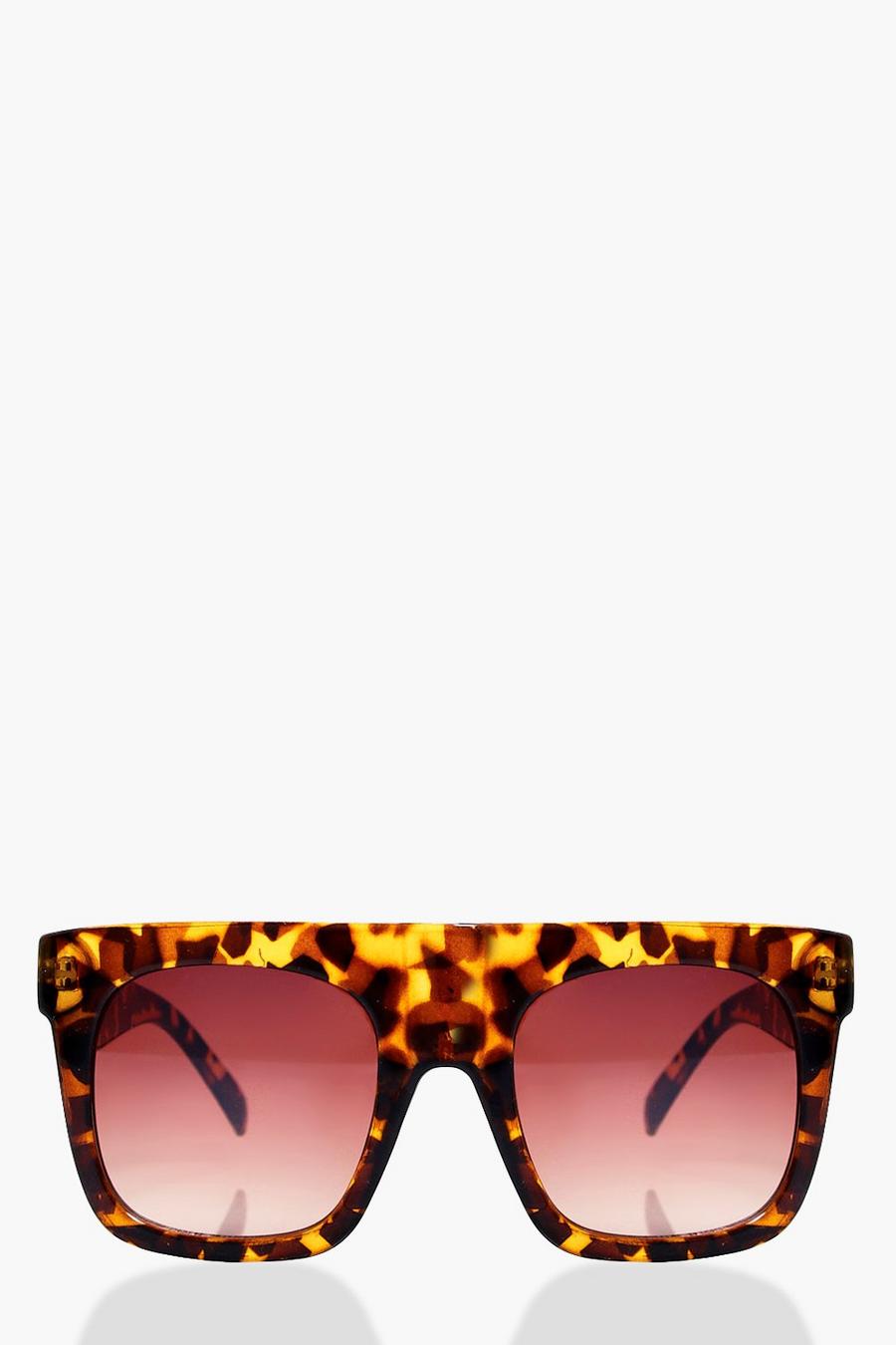 Brown Oversized Square Plastic Sunglasses image number 1