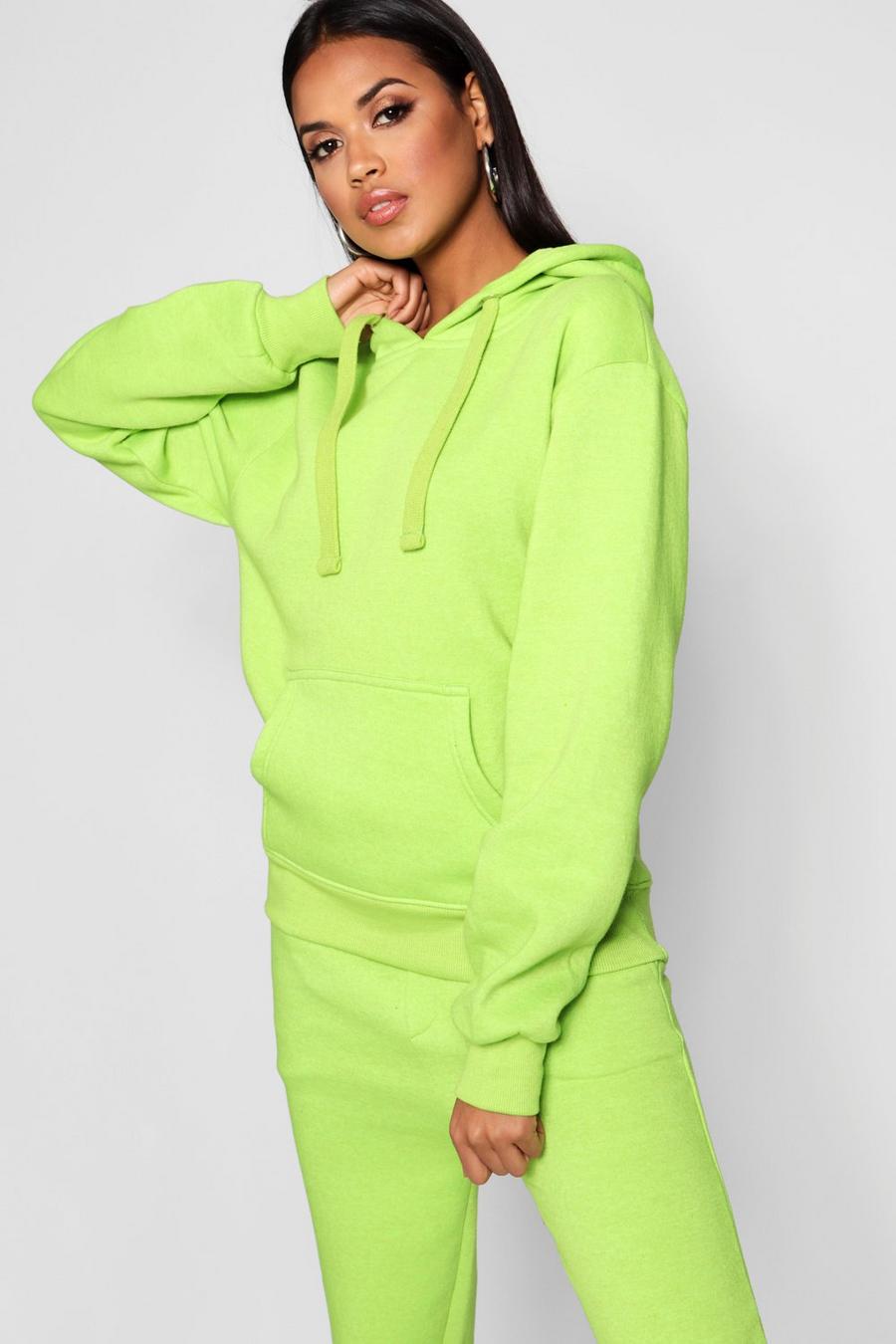 Lime Basic Solid Oversized Hoodie image number 1