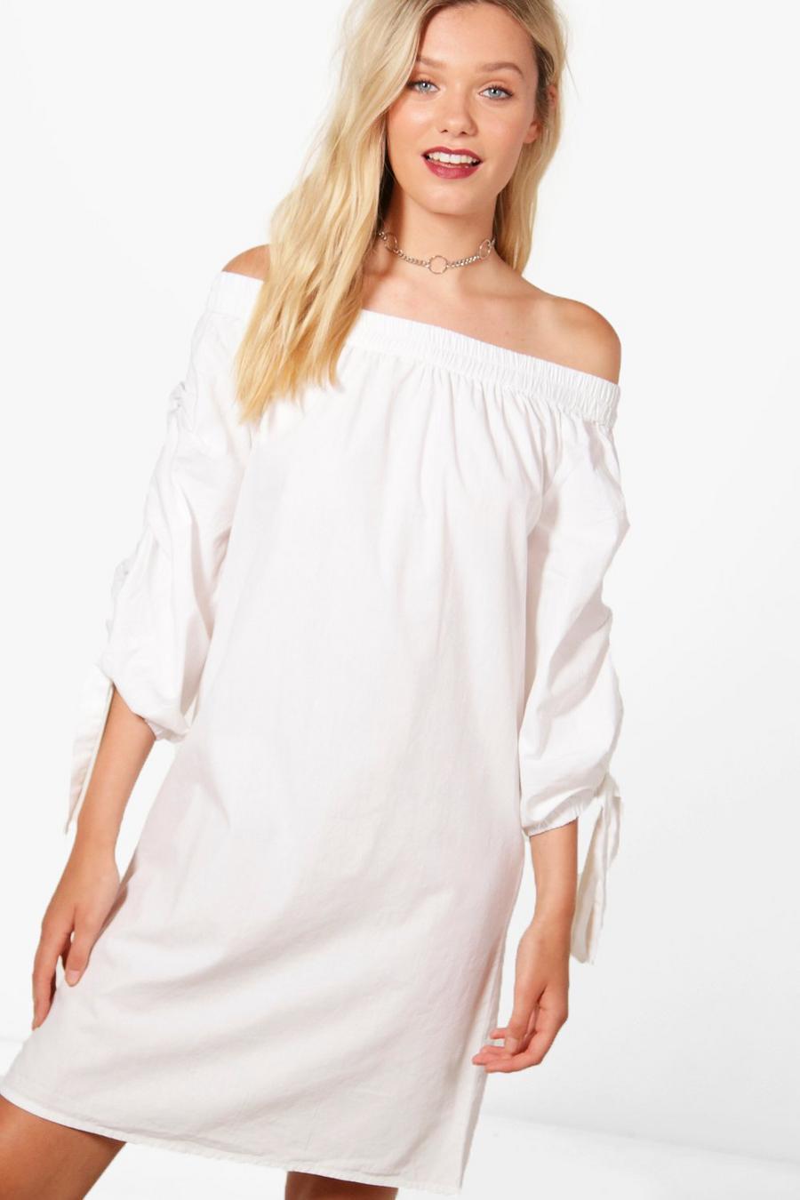 Rose Woven Off Shoulder Exaggerated Sleeve Dress image number 1