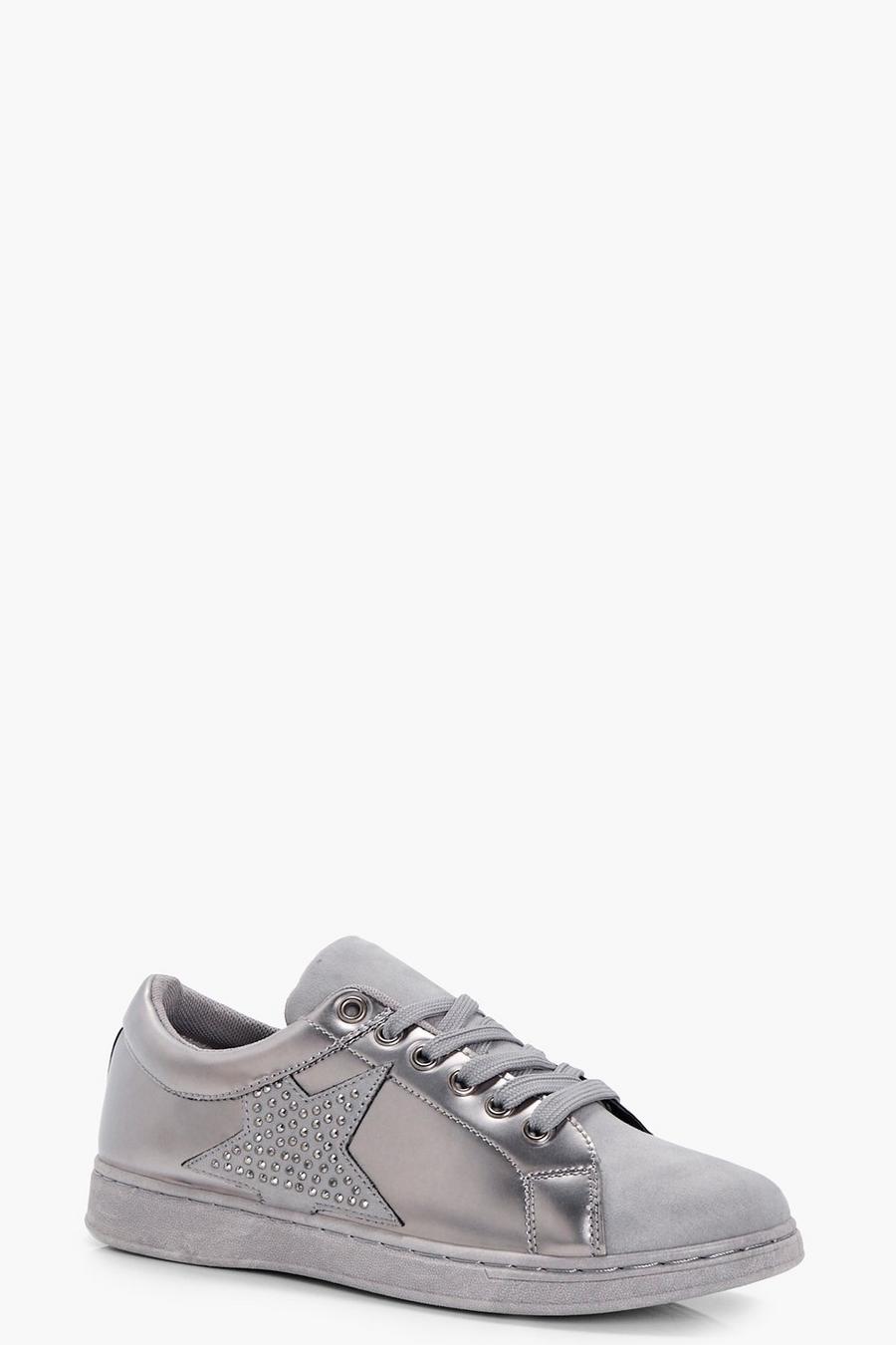 Grey Bella Star Detail Tonal Sneakers image number 1
