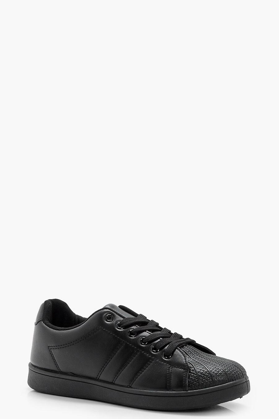 Black Lace Up Trainers image number 1