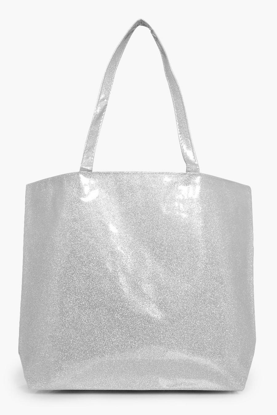 Silver Maisie Jelly Glitter Beach Bag image number 1