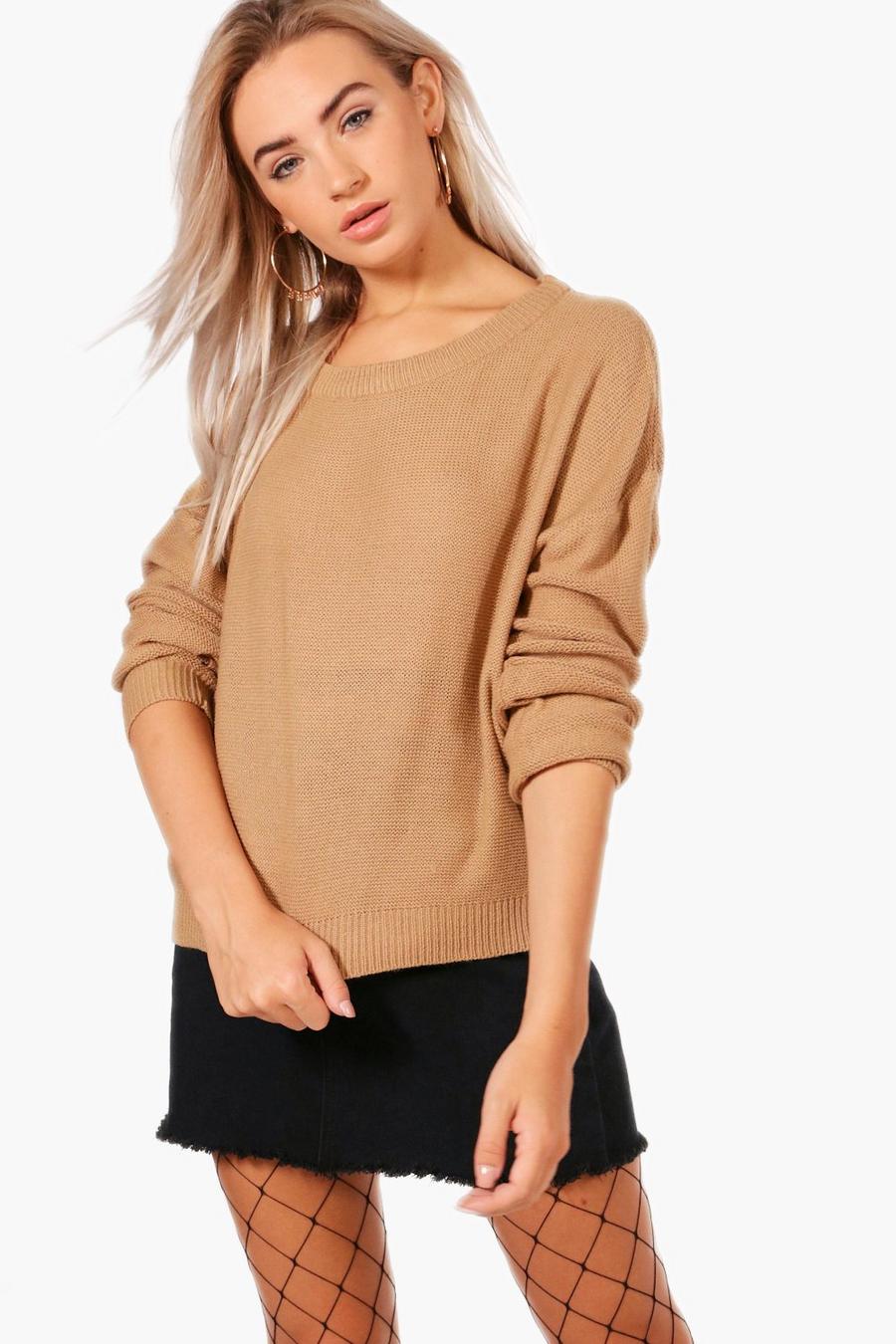 Tan Boxy Sweater image number 1