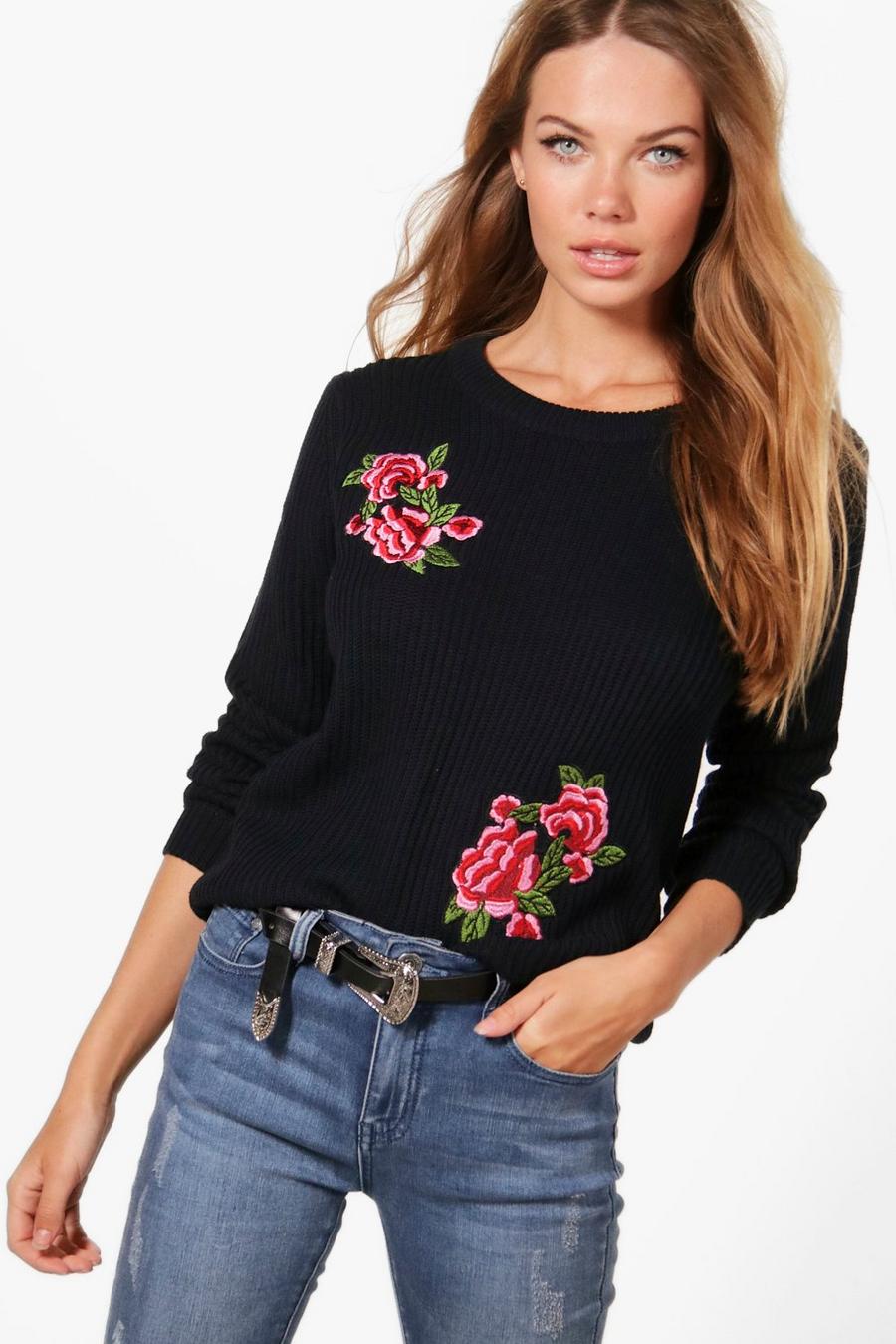Navy Rosie Embroidered Sweater image number 1