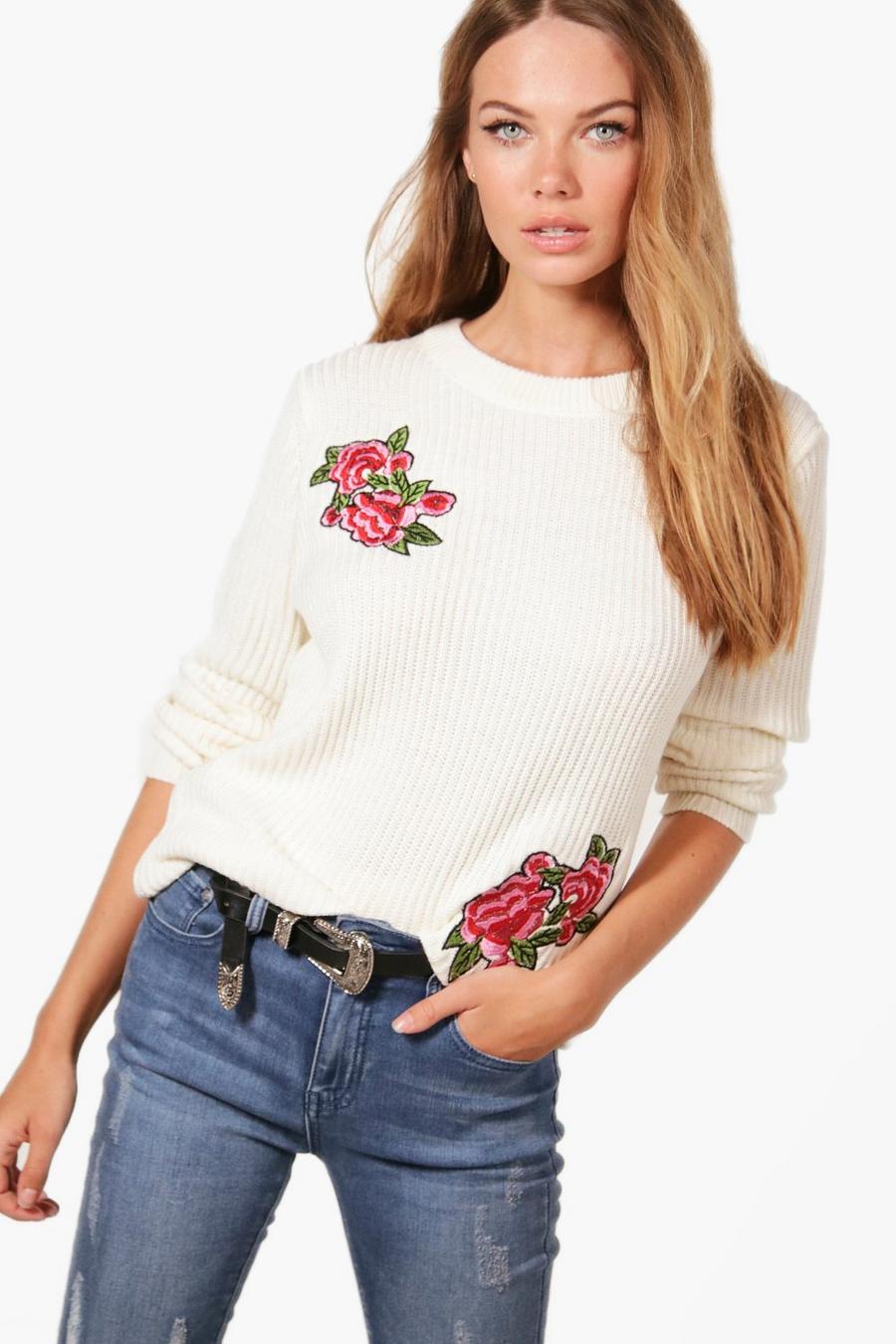 White Rosie Embroidered Jumper image number 1