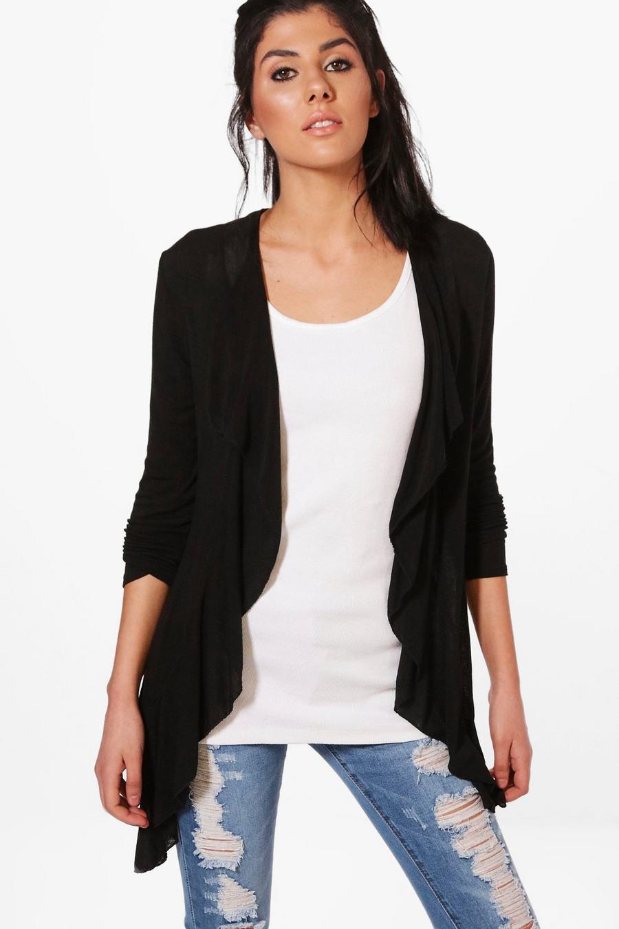Black Alice Fine Knit Waterfall Cardigan image number 1