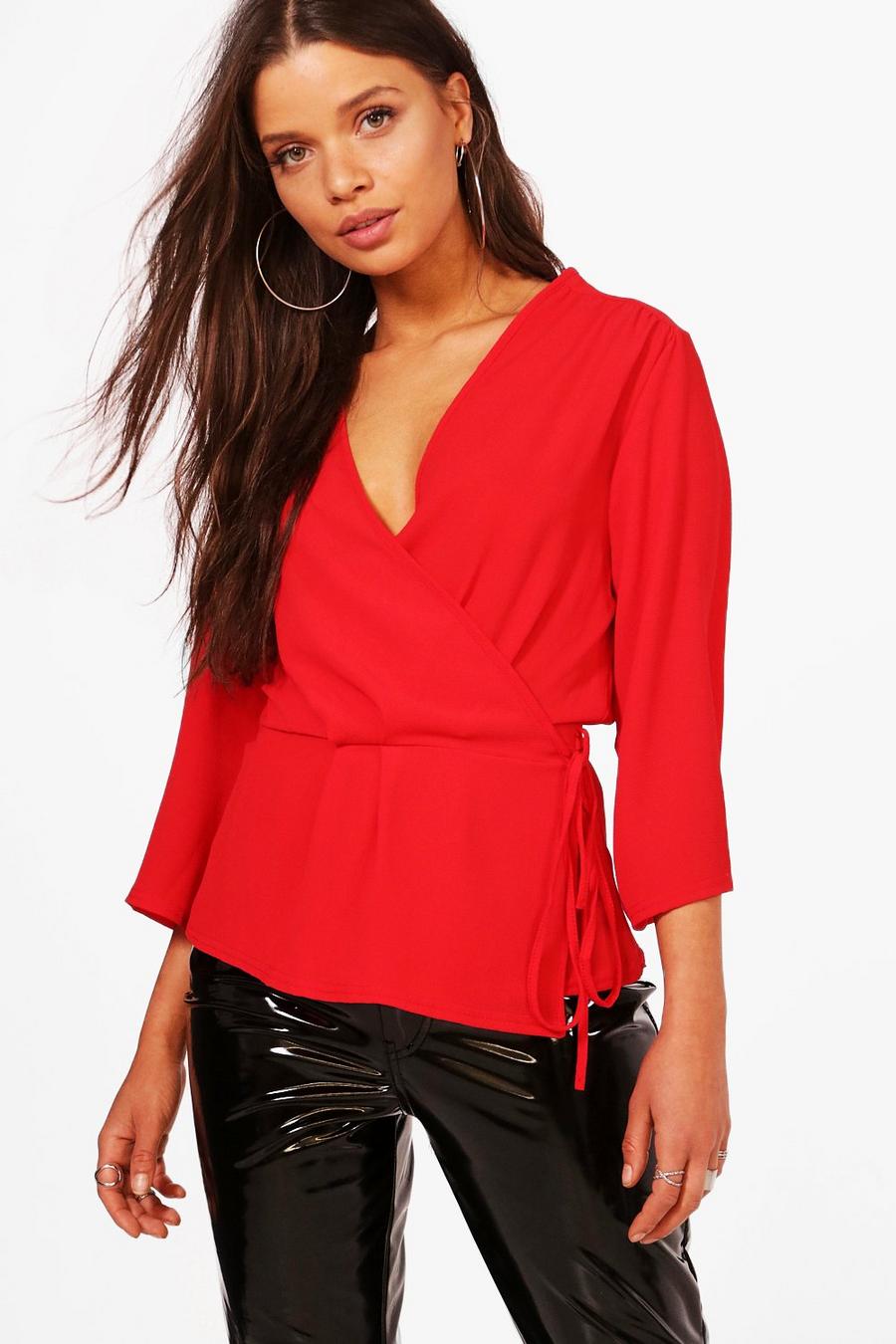 Wrap Front Plunge Blouse image number 1