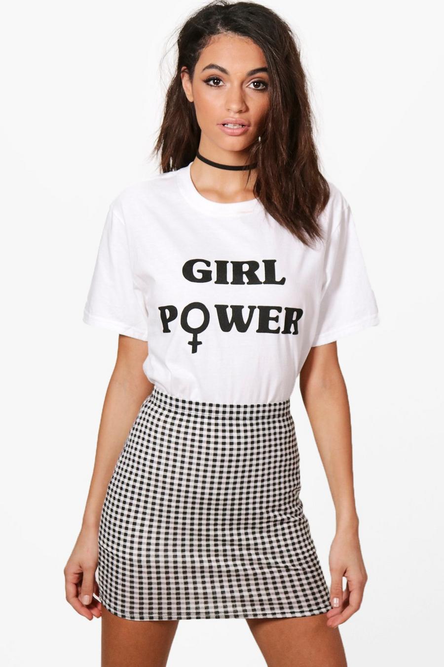 T-shirt à slogan girl power, Blanc image number 1