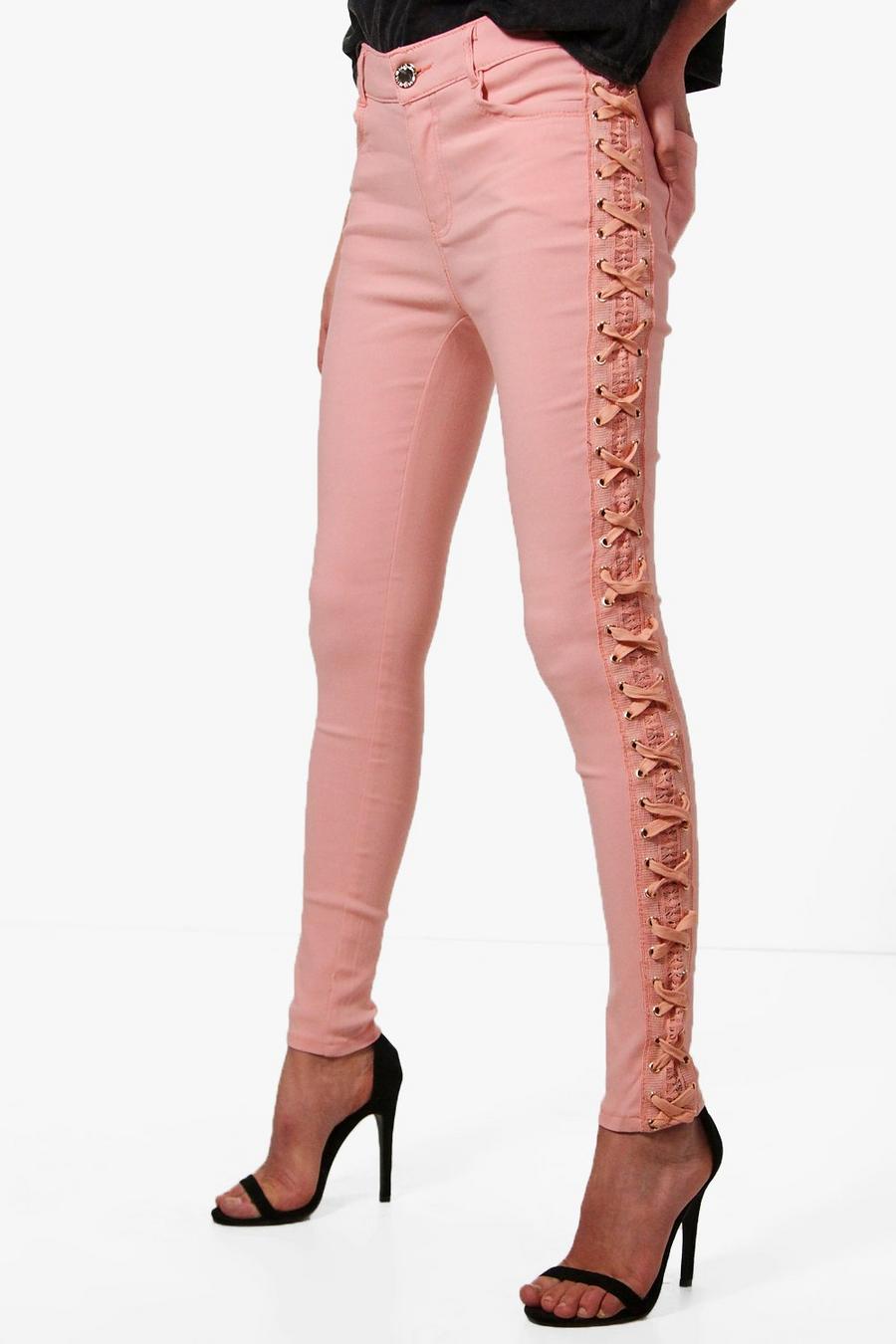 Selma Side Lace Up Skinny Jeans image number 1