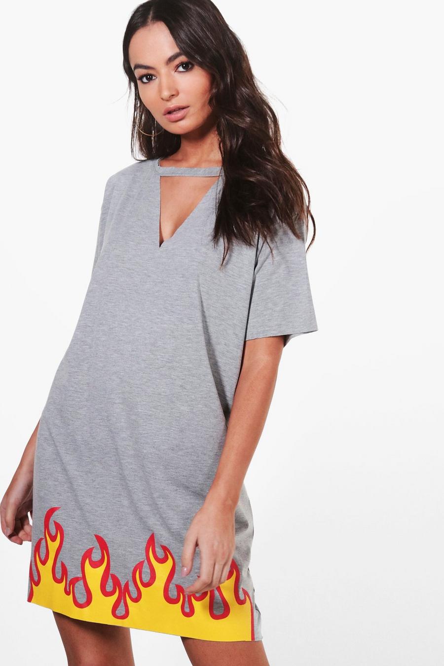 Holly T-Shirt-Kleid mit Flammensaum und Kropfband image number 1