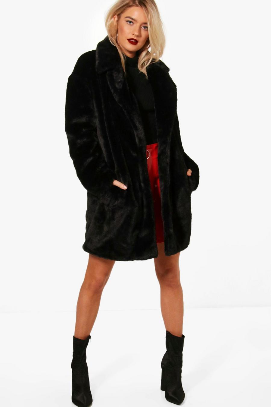 Boutique Oversized Collar Faux Fur Coat image number 1