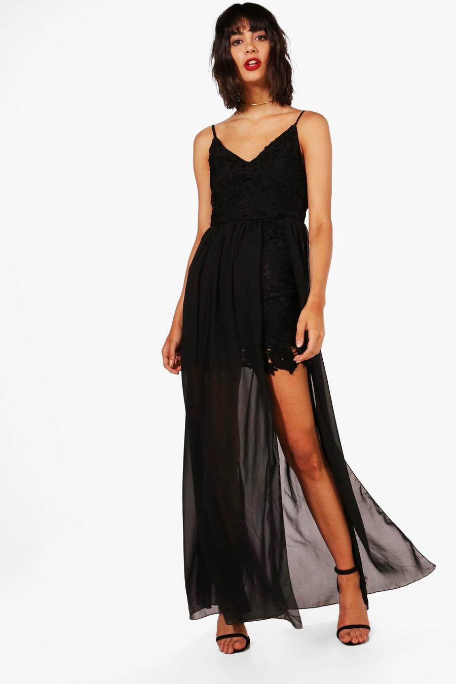Lia Strappy Bodycon With Chiffon Overlay Maxi Dress image number 1