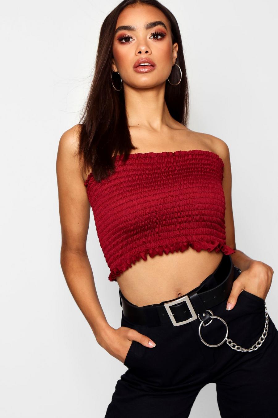 Wine Shirred Tube Top image number 1
