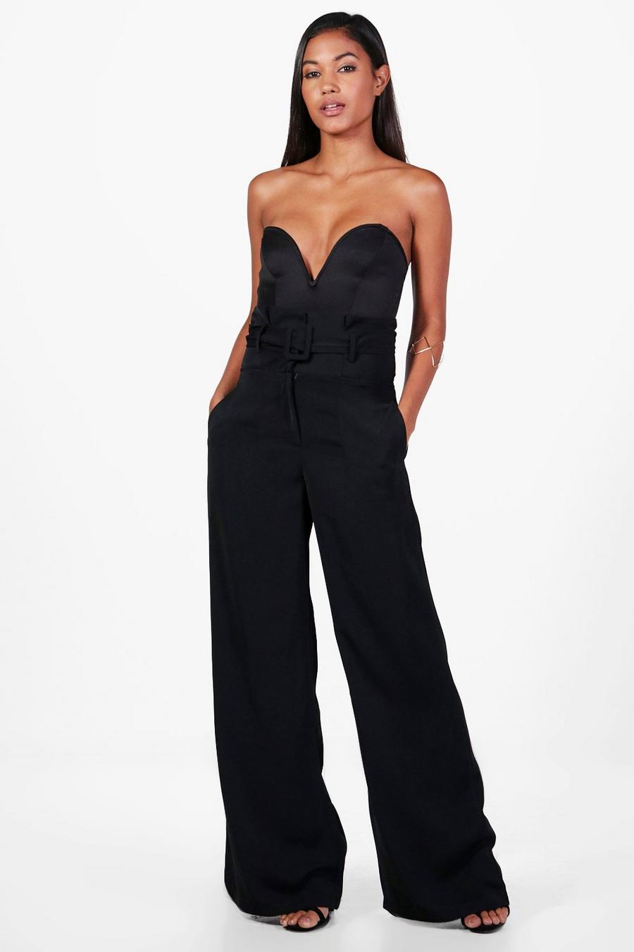 Belted High Waist Tailored Wide Leg Pants image number 1