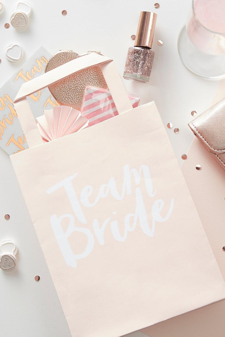 5er-Pack Geschenktüten mit „Team Bride“-Motiv für Junggesellinnenabschiede, Naturfarben image number 1