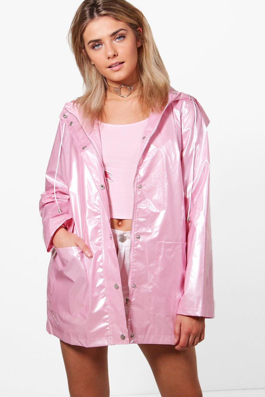 Pink Lily Metallic Rain Coat image number 1
