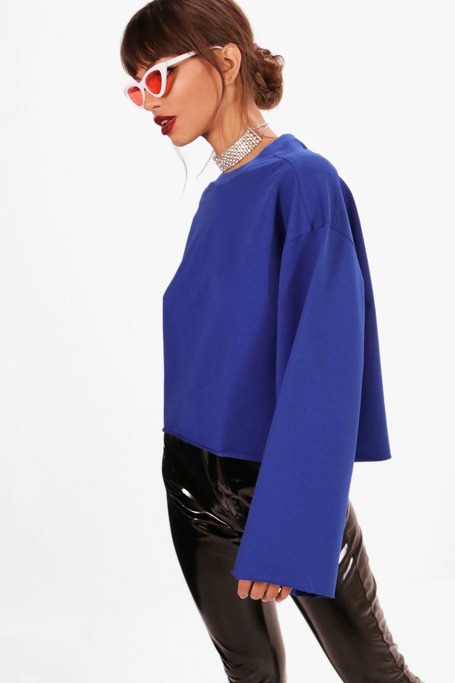 Übergroßes Sweatshirt mit weiten Ärmeln, Kobaltblau image number 1