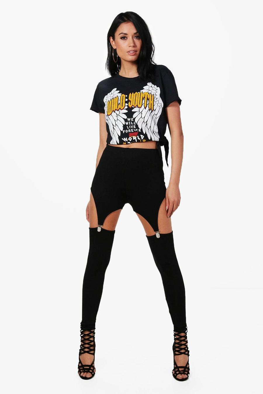 Black Rania Jersey Suspender Leggings image number 1