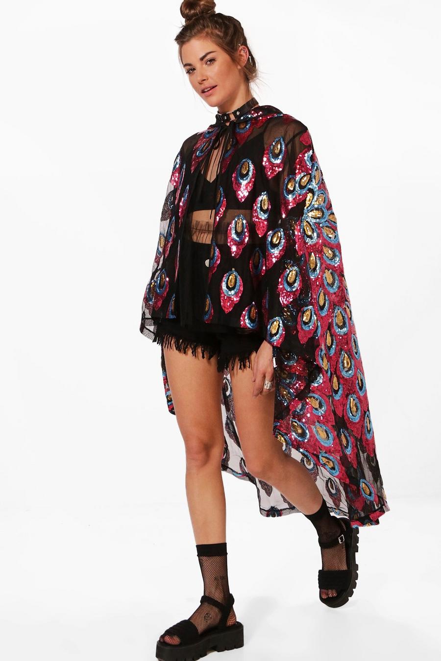 Heather Boutique Sequin Hooded Cape image number 1