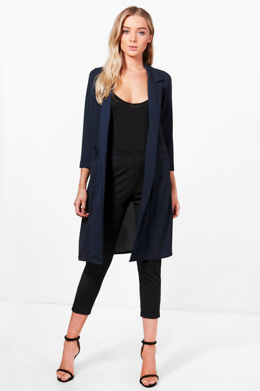 Navy Woven Pocket Duster image number 1