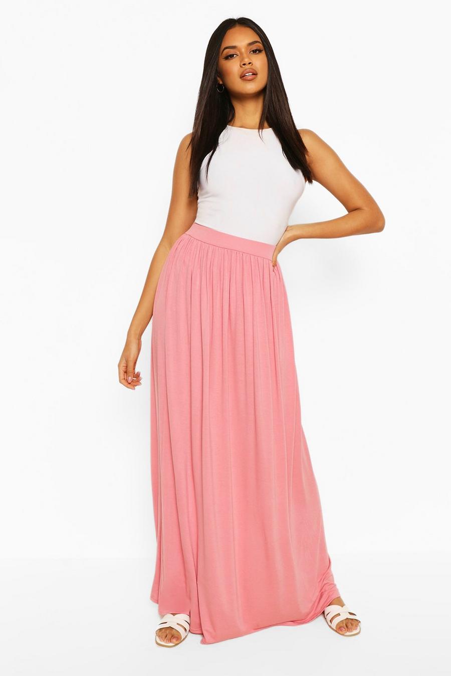 Dusky pink Basics High Waisted Jersey Maxi Skirt image number 1