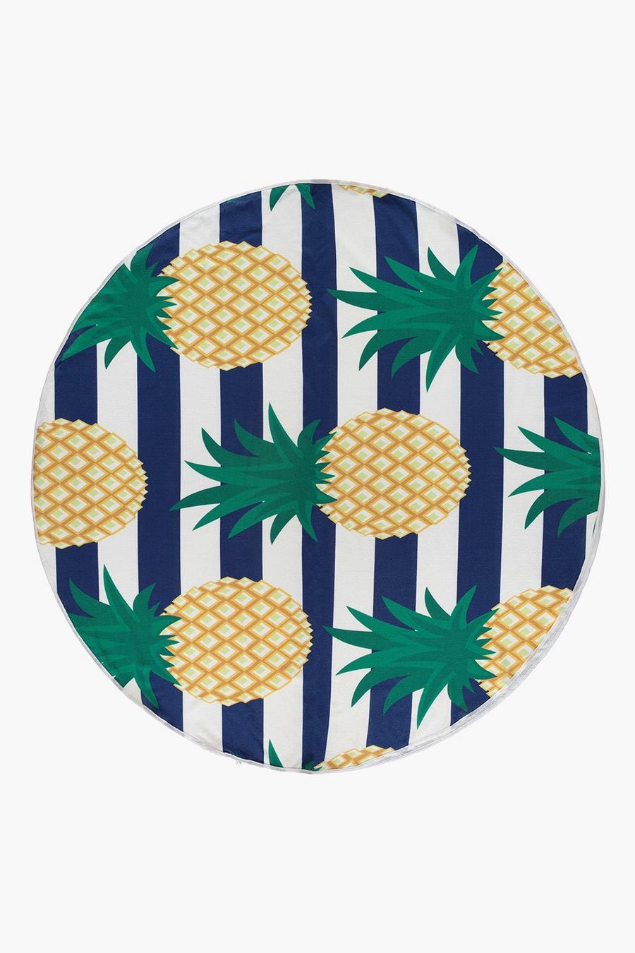 Pineapple Stripe Round Beach Towel image number 1
