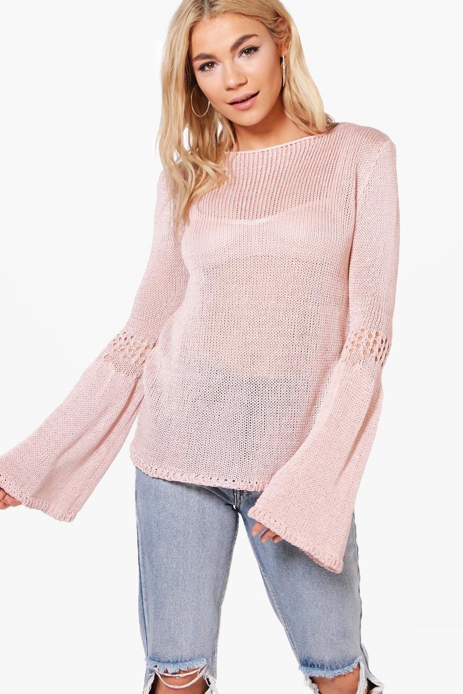 Blush Erica Flared Sleeve Loose Knit Sweater image number 1