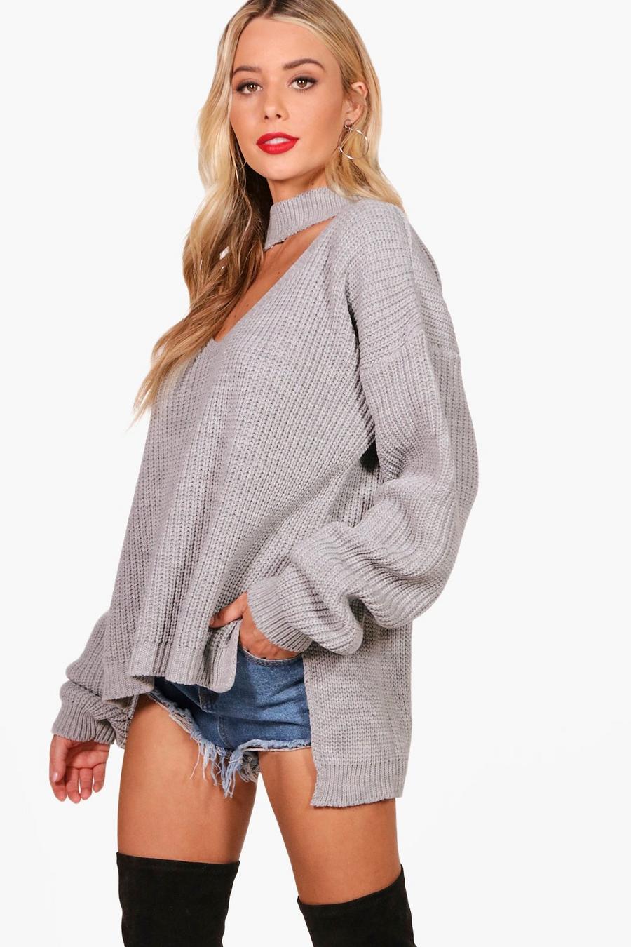 Pullover oversize con choker image number 1