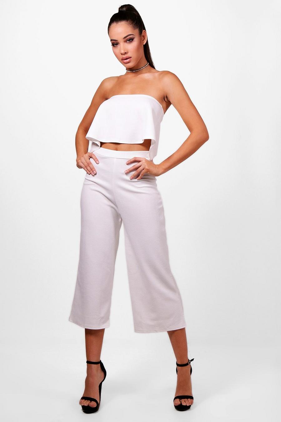 Ivory Tube Top & Culottes Two-Piece Set image number 1