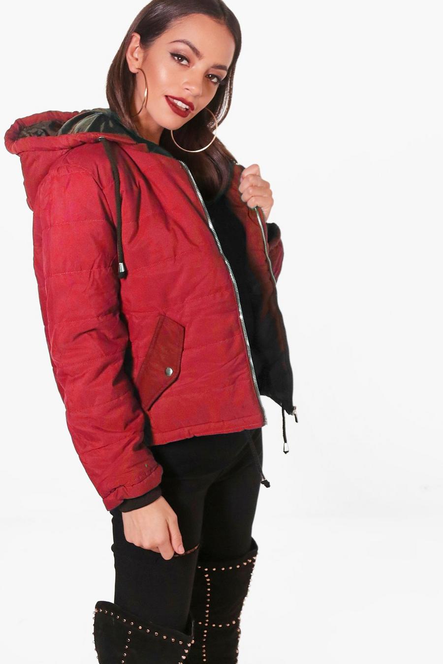 Red Hooded Padded Jacket image number 1