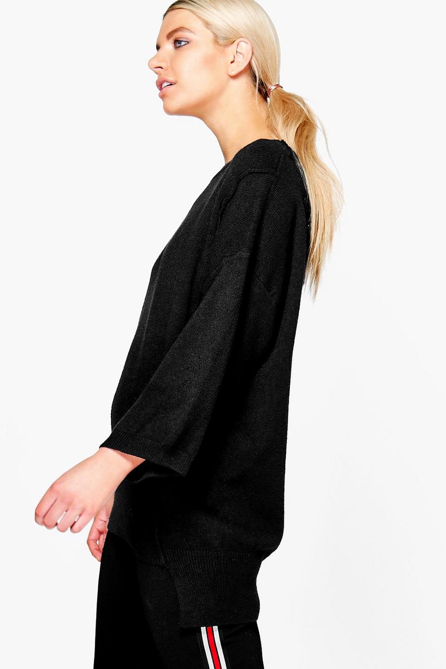 Black Frances Oversized Slouchy Sweater image number 1